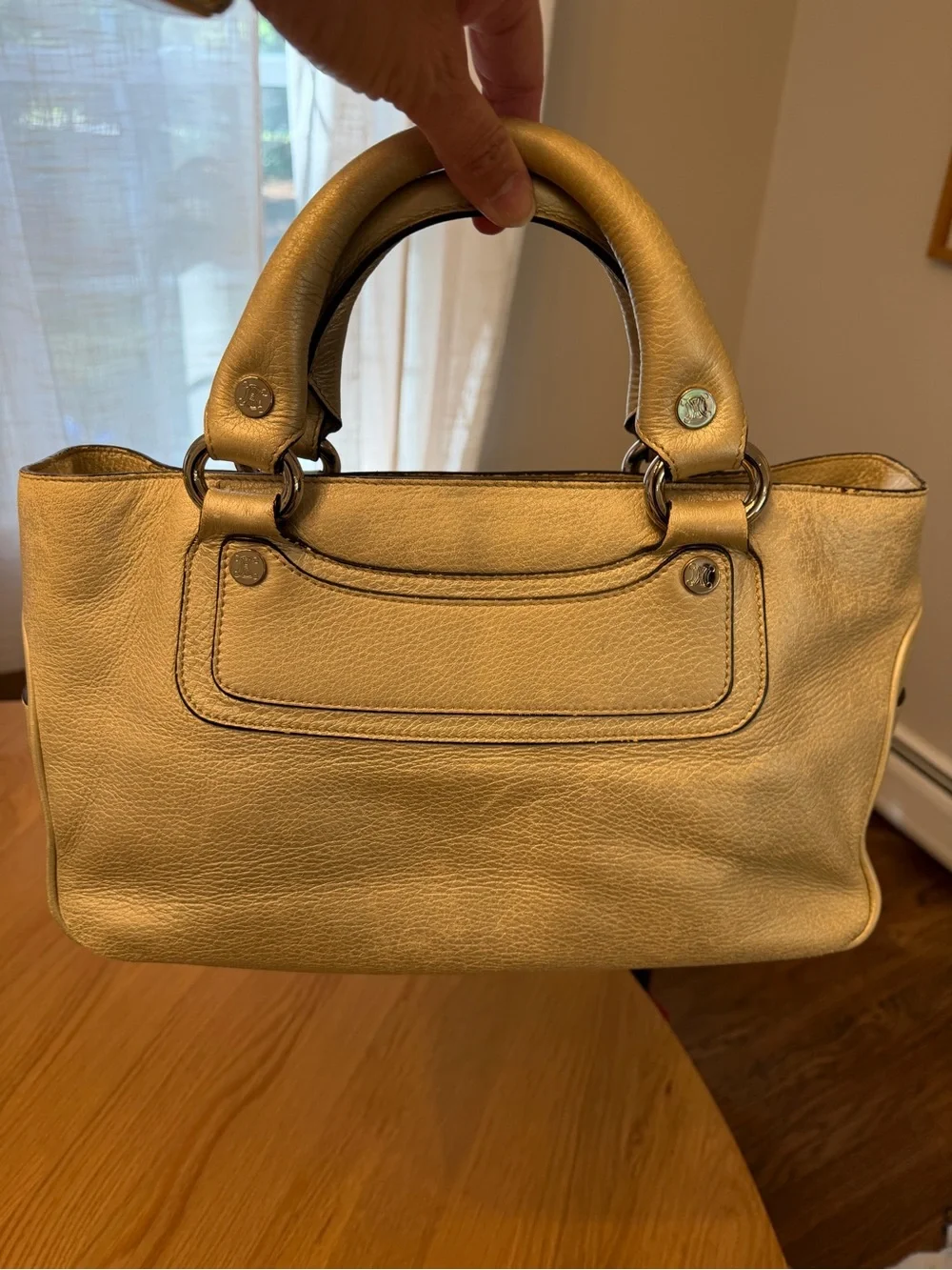 Authentic Celine Boogie Bag Metallic Gold Leather Satchel